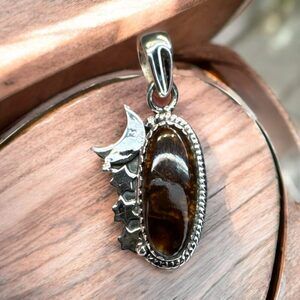 Mexican Fire Agate Solid 925 Sterling Silver Pendant
